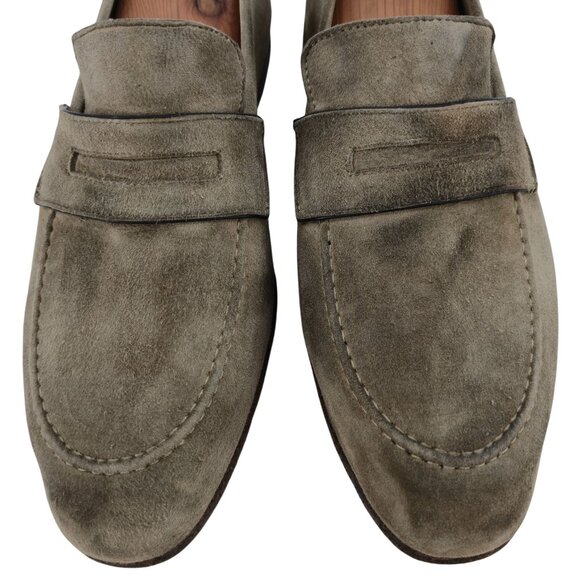 Andrea Ventura Firenze Mens 8.5D Tan Soft Suede Dress Shoes Penny Loafers Italy main image 11